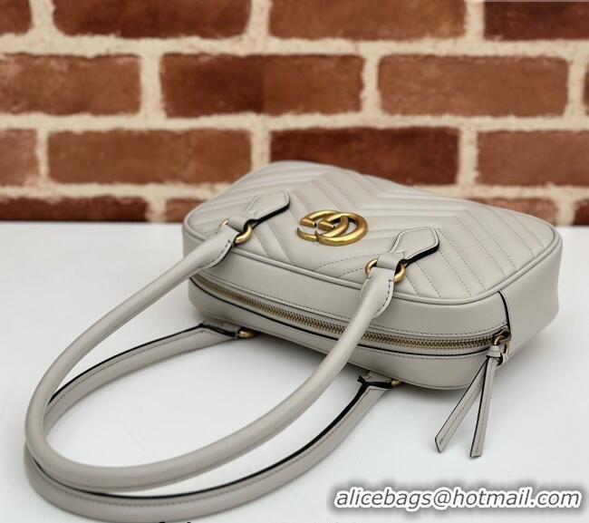 Buy Discount Gucci GG Marmont Leather Small Top handle bag 795199 Light Grey 2024