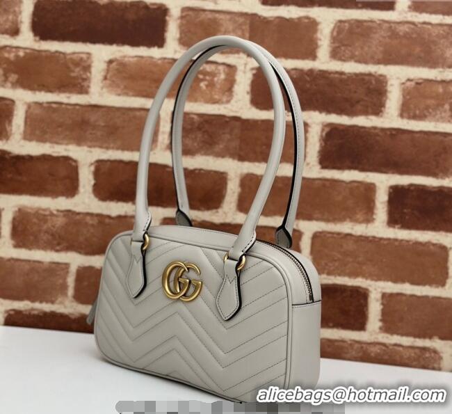 Buy Discount Gucci GG Marmont Leather Small Top handle bag 795199 Light Grey 2024