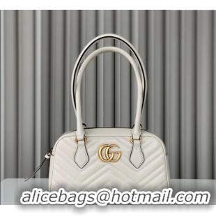 Best Luxury Gucci GG Marmont Leather Small Top handle bag 795199 White 2024
