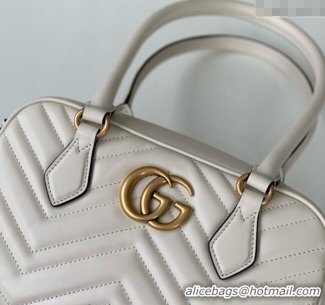Best Luxury Gucci GG Marmont Leather Small Top handle bag 795199 White 2024