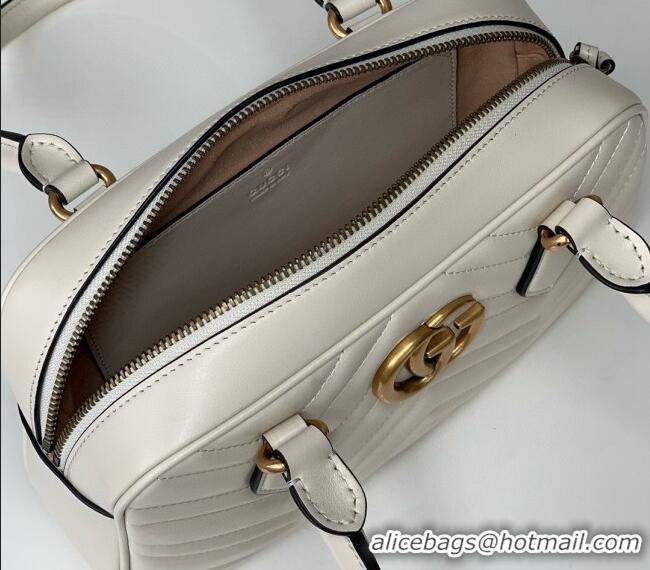 Best Luxury Gucci GG Marmont Leather Small Top handle bag 795199 White 2024