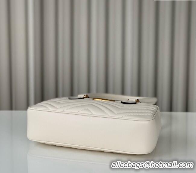 Best Luxury Gucci GG Marmont Leather Small Top handle bag 795199 White 2024