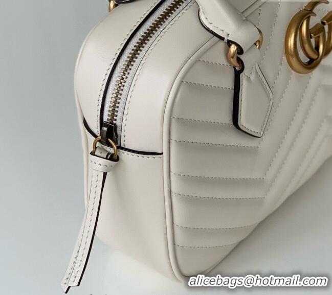 Best Luxury Gucci GG Marmont Leather Small Top handle bag 795199 White 2024