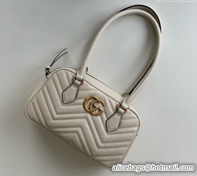 Best Luxury Gucci GG Marmont Leather Small Top handle bag 795199 White 2024