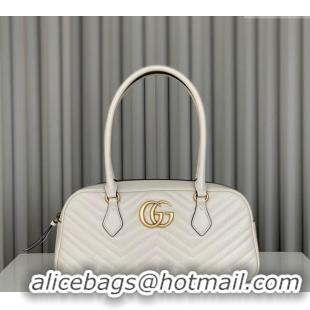 Top Grade Gucci GG Marmont Leather Medium Top handle bag 795218 White 2024