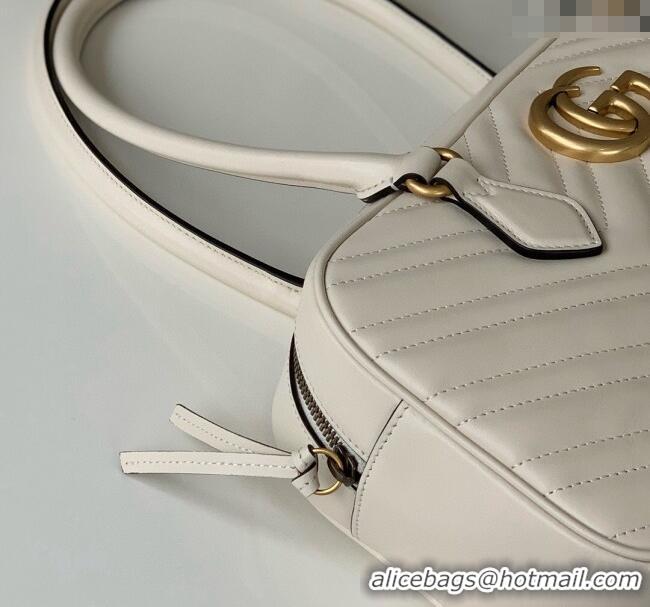 Top Grade Gucci GG Marmont Leather Medium Top handle bag 795218 White 2024