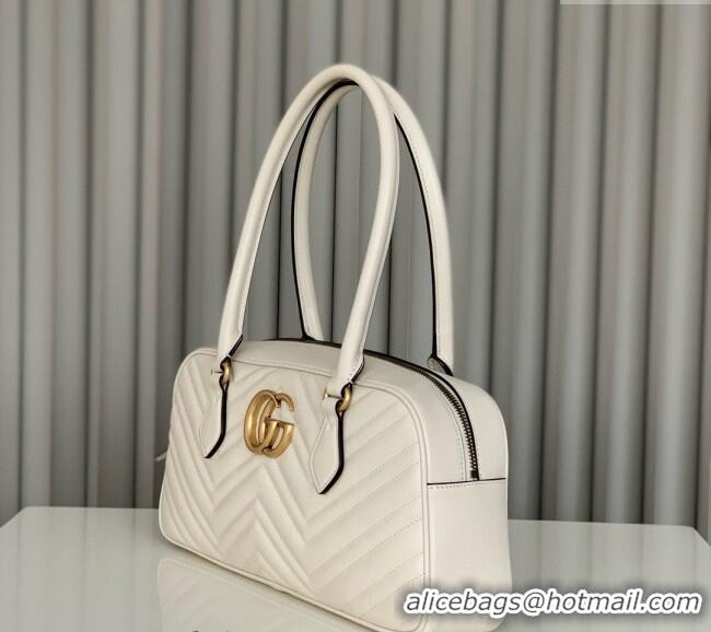 Top Grade Gucci GG Marmont Leather Medium Top handle bag 795218 White 2024