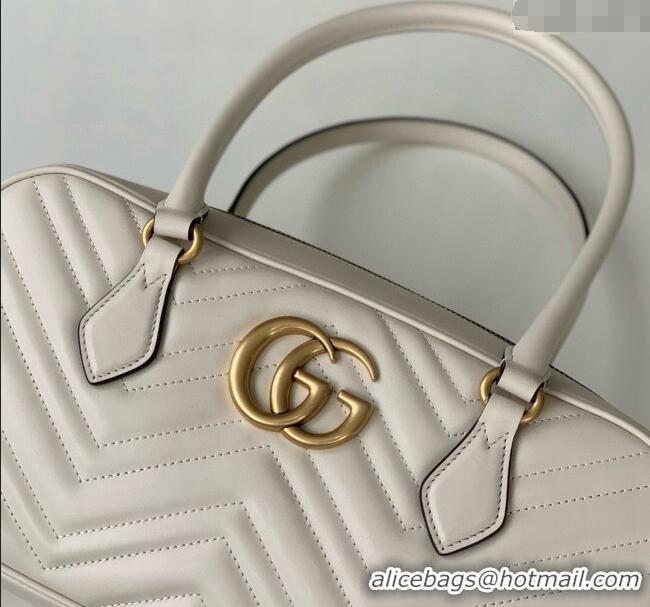 Top Grade Gucci GG Marmont Leather Medium Top handle bag 795218 White 2024