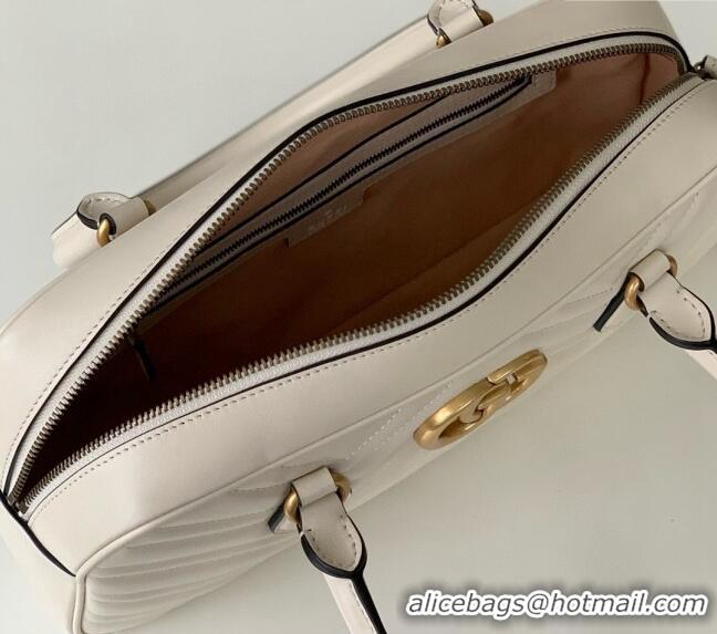 Top Grade Gucci GG Marmont Leather Medium Top handle bag 795218 White 2024