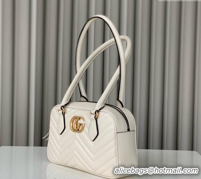 Top Grade Gucci GG Marmont Leather Medium Top handle bag 795218 White 2024