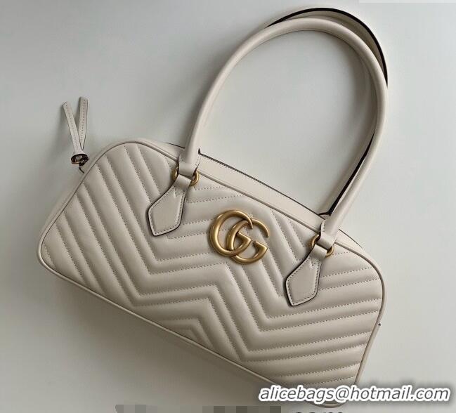 Top Grade Gucci GG Marmont Leather Medium Top handle bag 795218 White 2024
