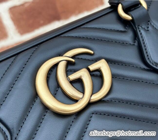 Famous Brand Gucci GG Marmont Leather Medium Top handle bag 795218 Black 2024