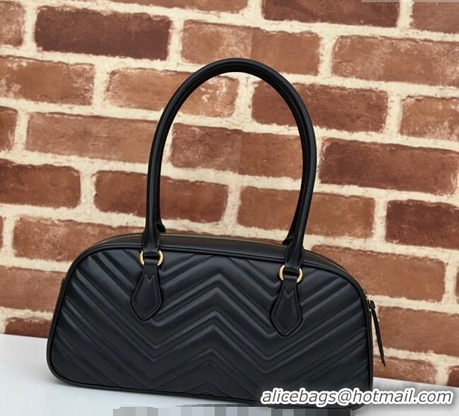 Famous Brand Gucci GG Marmont Leather Medium Top handle bag 795218 Black 2024