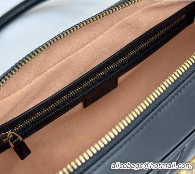 Famous Brand Gucci GG Marmont Leather Medium Top handle bag 795218 Black 2024