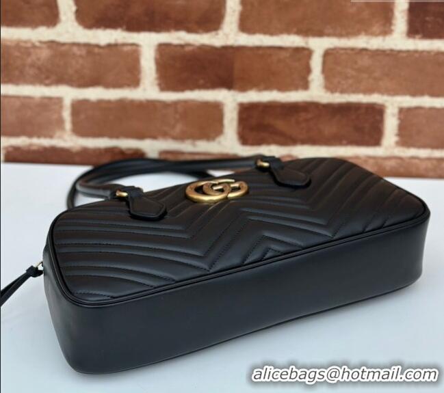 Famous Brand Gucci GG Marmont Leather Medium Top handle bag 795218 Black 2024
