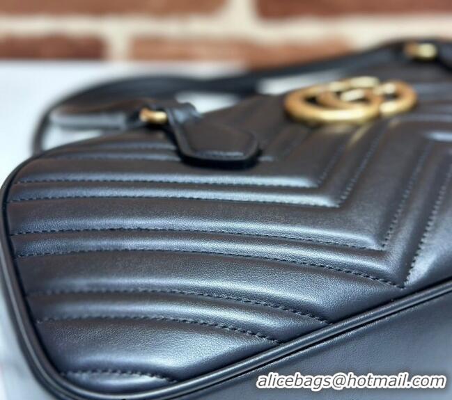 Famous Brand Gucci GG Marmont Leather Medium Top handle bag 795218 Black 2024