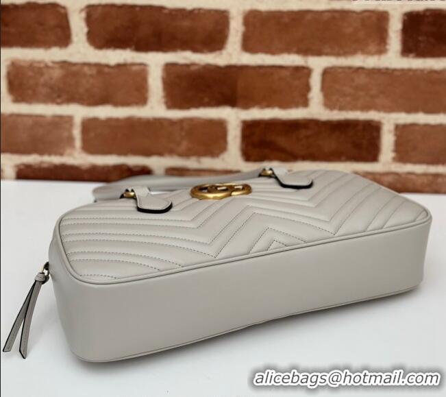 Affordable Price Gucci GG Marmont Leather Medium Top handle bag 795218 Light Grey 2024