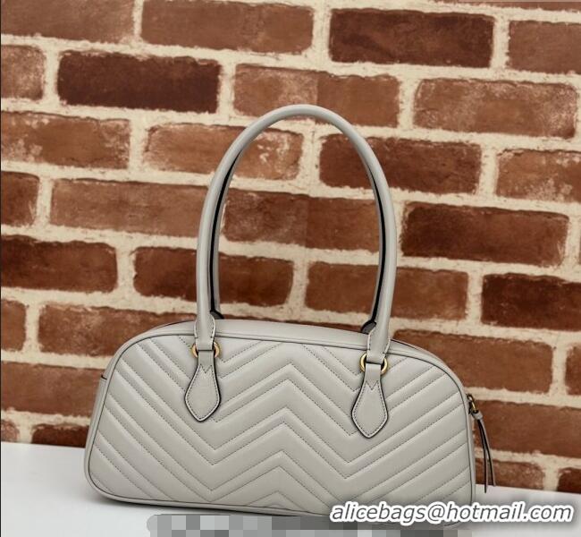 Affordable Price Gucci GG Marmont Leather Medium Top handle bag 795218 Light Grey 2024