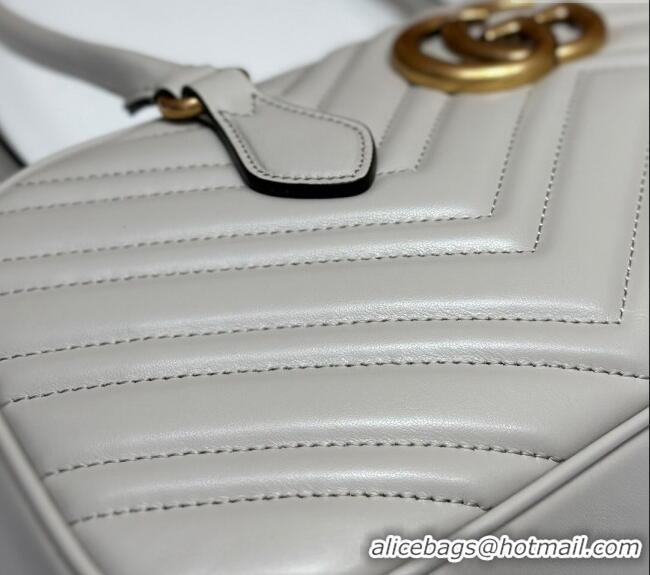 Affordable Price Gucci GG Marmont Leather Medium Top handle bag 795218 Light Grey 2024