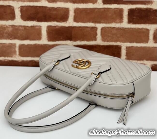 Affordable Price Gucci GG Marmont Leather Medium Top handle bag 795218 Light Grey 2024