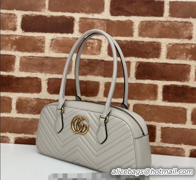 Affordable Price Gucci GG Marmont Leather Medium Top handle bag 795218 Light Grey 2024