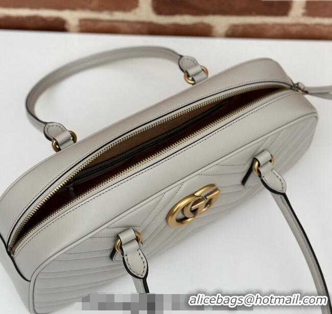 Affordable Price Gucci GG Marmont Leather Medium Top handle bag 795218 Light Grey 2024