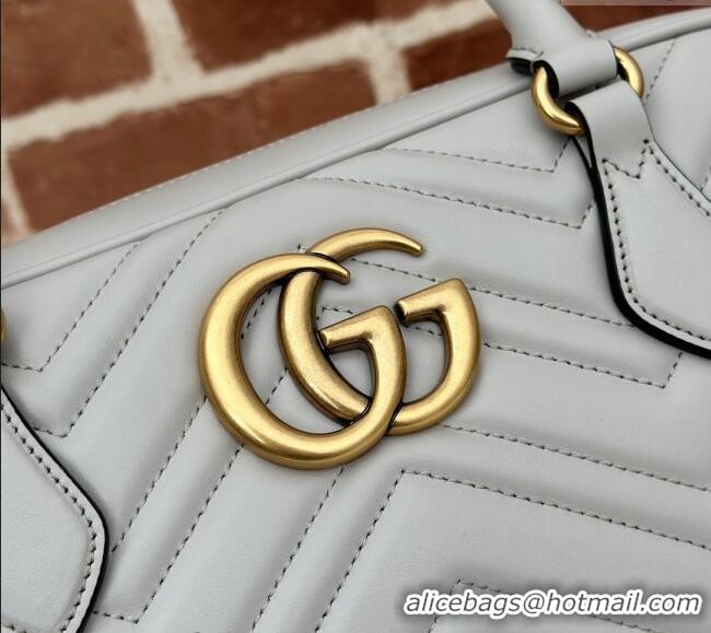Affordable Price Gucci GG Marmont Leather Medium Top handle bag 795218 Light Grey 2024