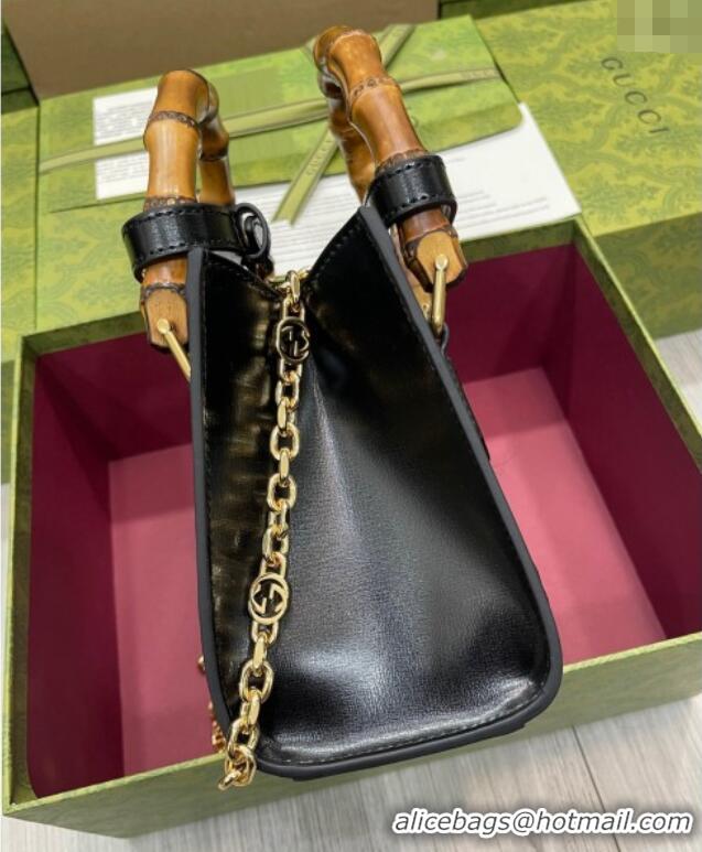 Top Grade Gucci Diana GG Canvas Mini Tote Bag with Strass 707449 Black 2024