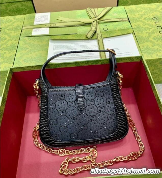 Promotional Gucci Jackie 1961 GG Canvas Mini Bag with Strass 675799 Black 2024