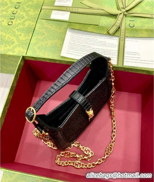 Promotional Gucci Jackie 1961 GG Canvas Mini Bag with Strass 675799 Black 2024