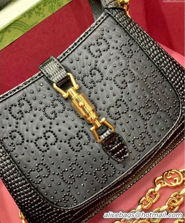 Promotional Gucci Jackie 1961 GG Canvas Mini Bag with Strass 675799 Black 2024