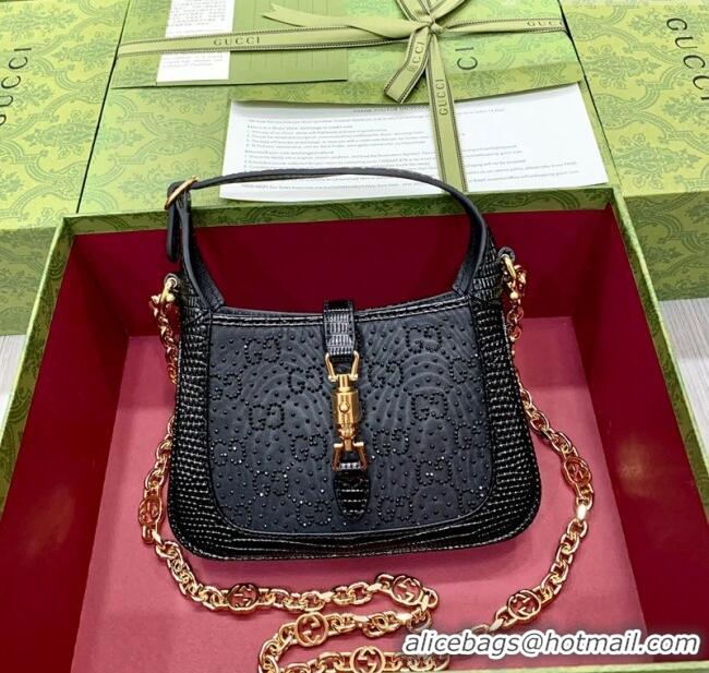 Promotional Gucci Jackie 1961 GG Canvas Mini Bag with Strass 675799 Black 2024