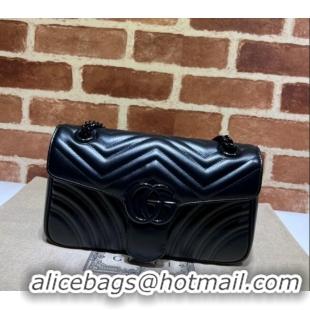 Grade Design Gucci GG Marmont Matelasse Leather Small Shoulder Bag 443497 All Black 2024