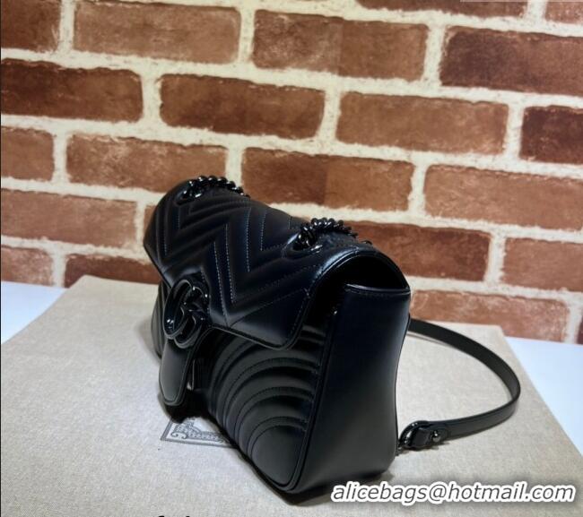 Grade Design Gucci GG Marmont Matelasse Leather Small Shoulder Bag 443497 All Black 2024