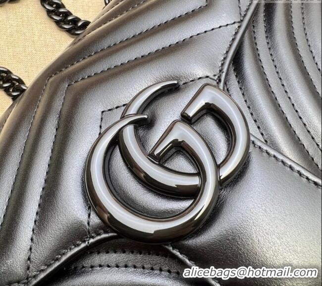 Grade Design Gucci GG Marmont Matelasse Leather Small Shoulder Bag 443497 All Black 2024