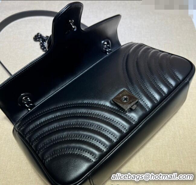 Grade Design Gucci GG Marmont Matelasse Leather Small Shoulder Bag 443497 All Black 2024