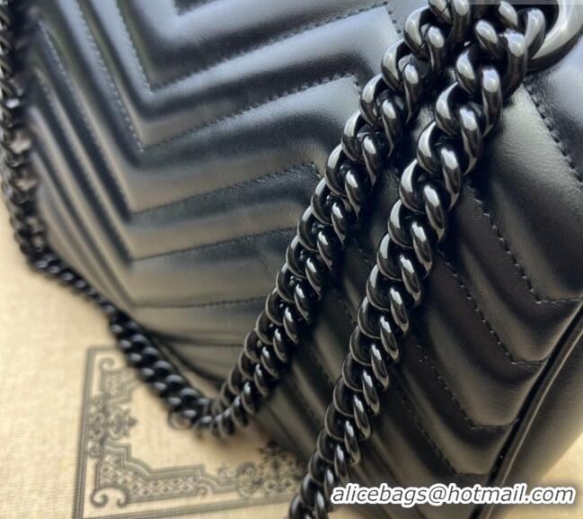Grade Design Gucci GG Marmont Matelasse Leather Small Shoulder Bag 443497 All Black 2024