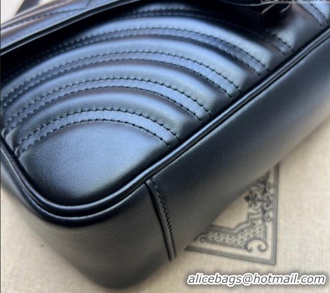 Grade Design Gucci GG Marmont Matelasse Leather Small Shoulder Bag 443497 All Black 2024