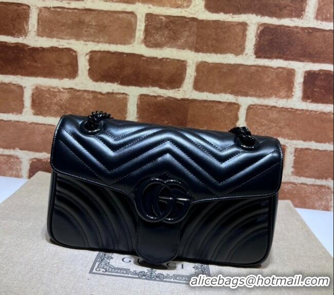 Grade Design Gucci GG Marmont Matelasse Leather Small Shoulder Bag 443497 All Black 2024