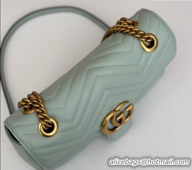 Promotional Gucci GG Marmont Matelasse Leather Small Shoulder Bag 443497 Pale Green 2024