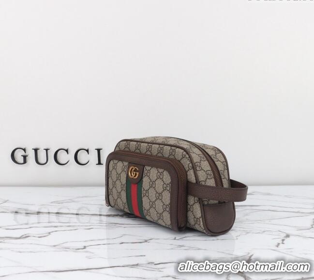 Top Grade Gucci Ophidia GG Canvas Toiletry Case 751811 Beige/Brown 2024