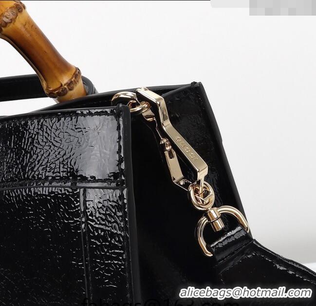 Top Quality Gucci Diana Medium Tote Bag in Patent Leather with Gucci Logo 678842 Black 2024