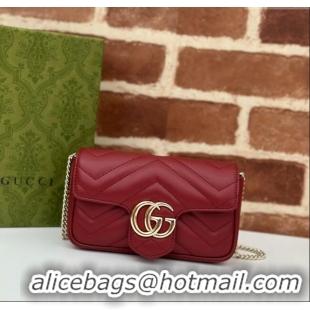 Well Crafted Gucci GG Marmont Matelasse Leather Super Mini Bag ‎476433 Burgundy 2024