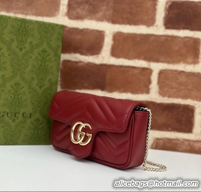 Well Crafted Gucci GG Marmont Matelasse Leather Super Mini Bag ‎476433 Burgundy 2024