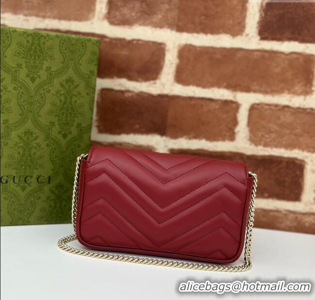 Well Crafted Gucci GG Marmont Matelasse Leather Super Mini Bag ‎476433 Burgundy 2024
