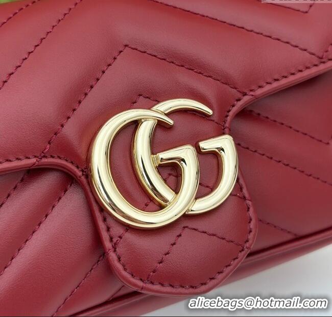 Well Crafted Gucci GG Marmont Matelasse Leather Super Mini Bag ‎476433 Burgundy 2024