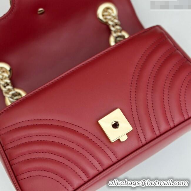 Best Quality Gucci GG Marmont Matelasse Leather Mini Bag 446744 Burgundy 2024
