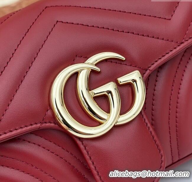 Best Quality Gucci GG Marmont Matelasse Leather Mini Bag 446744 Burgundy 2024