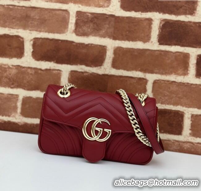 Best Quality Gucci GG Marmont Matelasse Leather Mini Bag 446744 Burgundy 2024