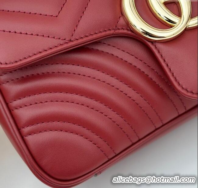 Best Quality Gucci GG Marmont Matelasse Leather Mini Bag 446744 Burgundy 2024